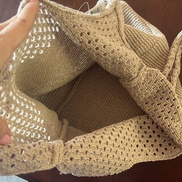 Brand New OGX Knit Sack Shoulder Bag Neutral Tan Woven Beach Tote - Picture 10 of 12